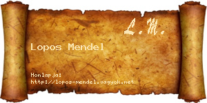 Lopos Mendel névjegykártya